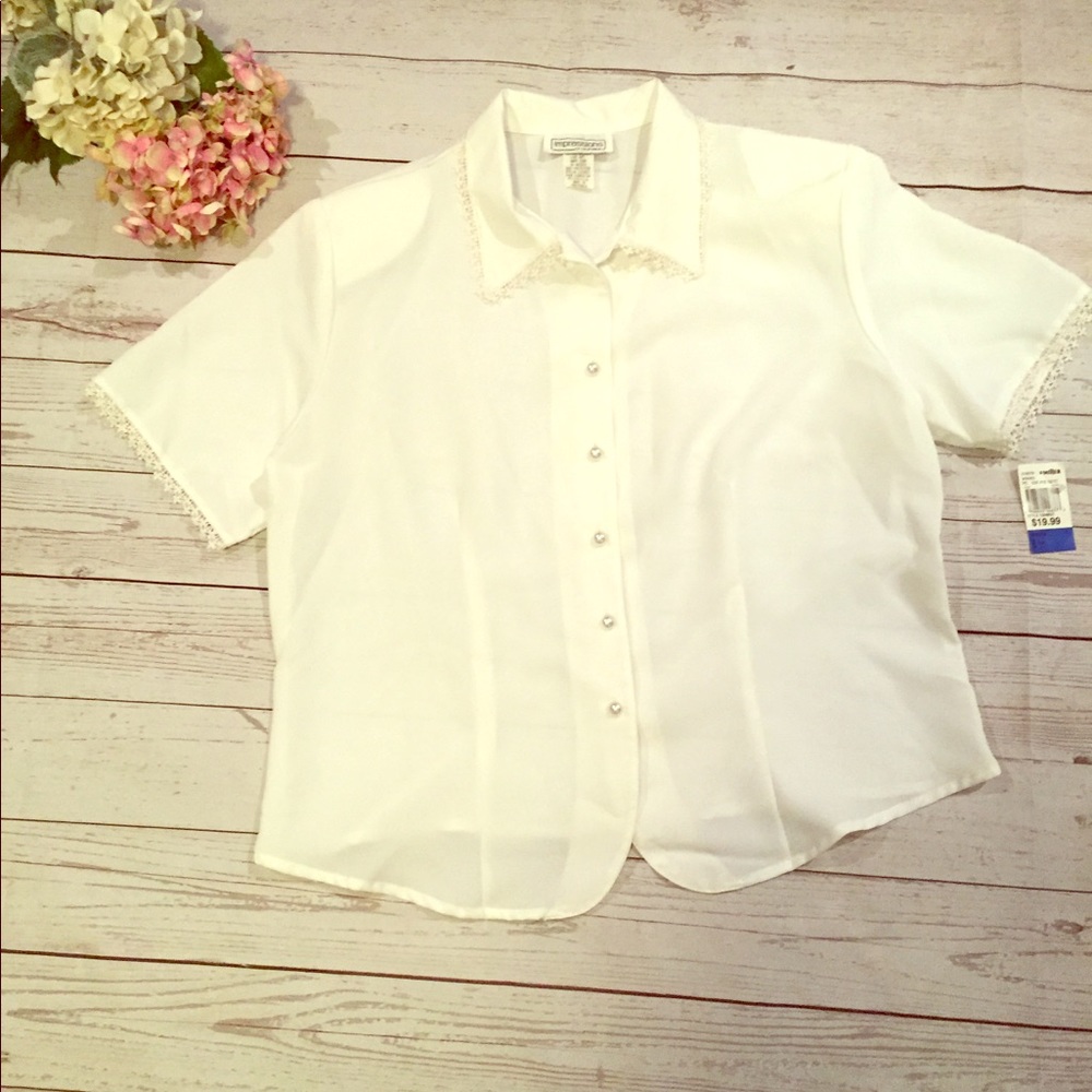 NWT Impressions Of California Ivory Silky Blouse